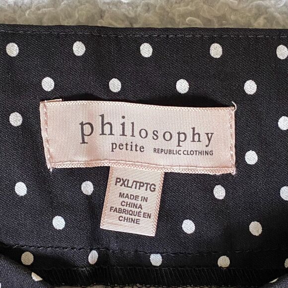 NWT Philosophy Ankle Pants Women's Size PXL Polka Dot Black Pull on Stretch - Picture 3 of 11